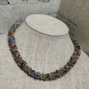 Multicolor silver necklace